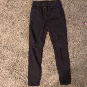 Black American eagle high rise ripped jeans